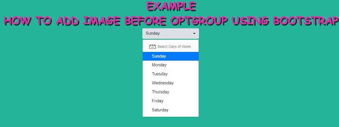 How to add an image before the optgroup label using Bootstrap