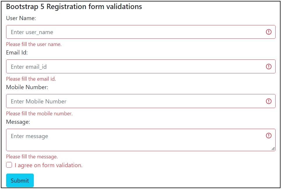 Bootstrap 5 Form Validations