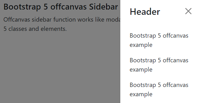 Bootstrap 5 offcanvas sidebar function