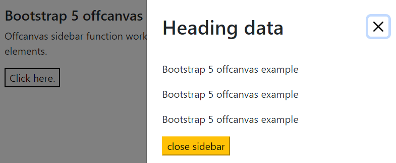 Bootstrap 5 offcanvas sidebar function