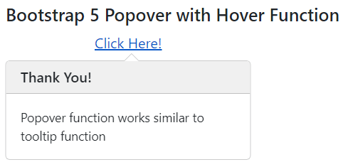 Bootstrap 5 Popover function