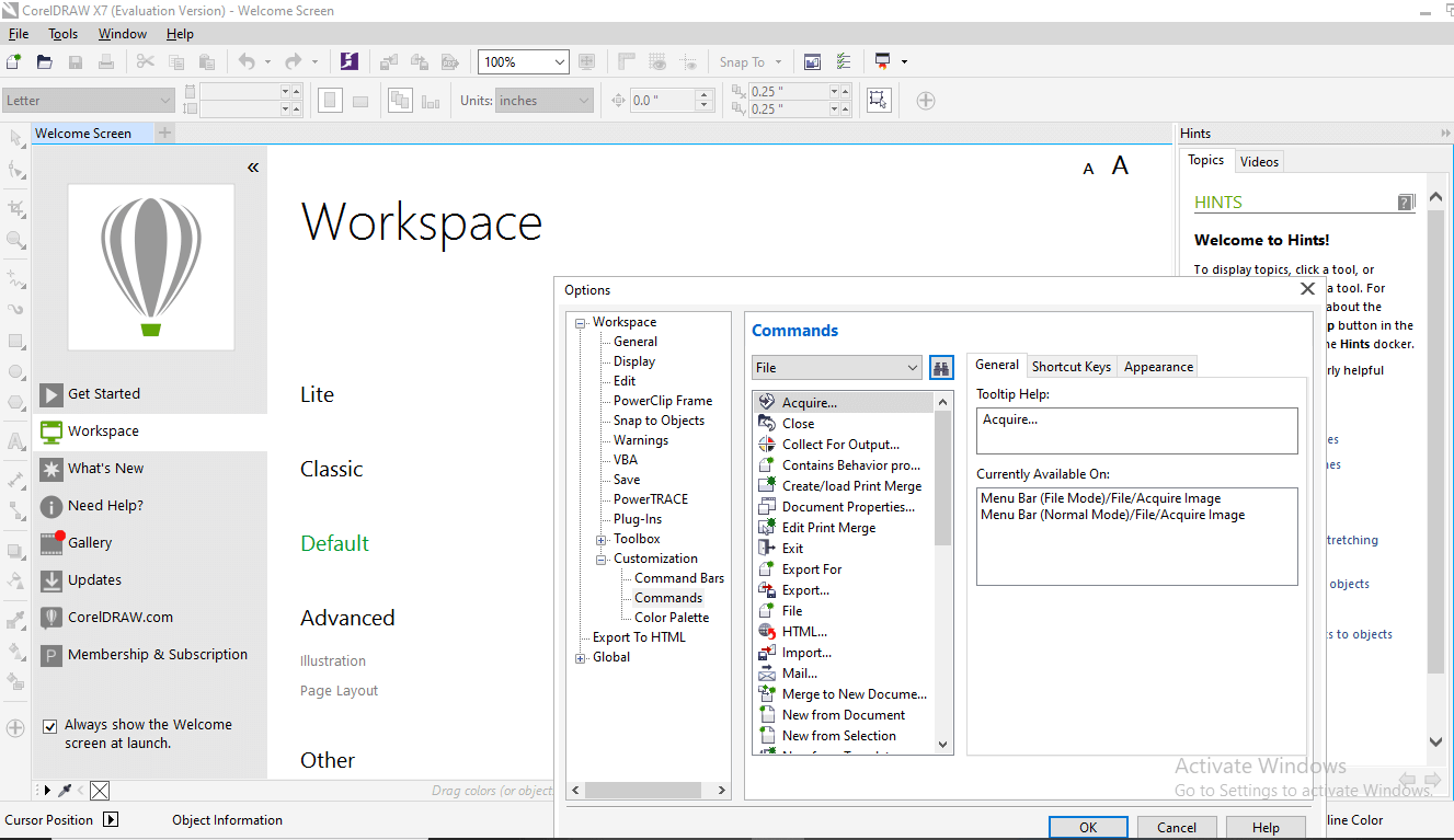 CorelDRAW Workspace Tour - javatpoint