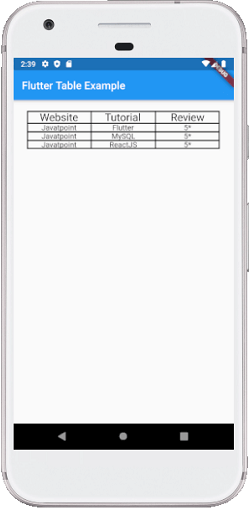 Flutter Table