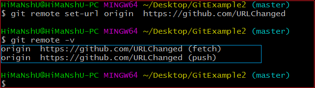 set git remote url