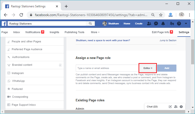 How to add admin to Facebook page