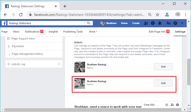 How to add admin to Facebook page