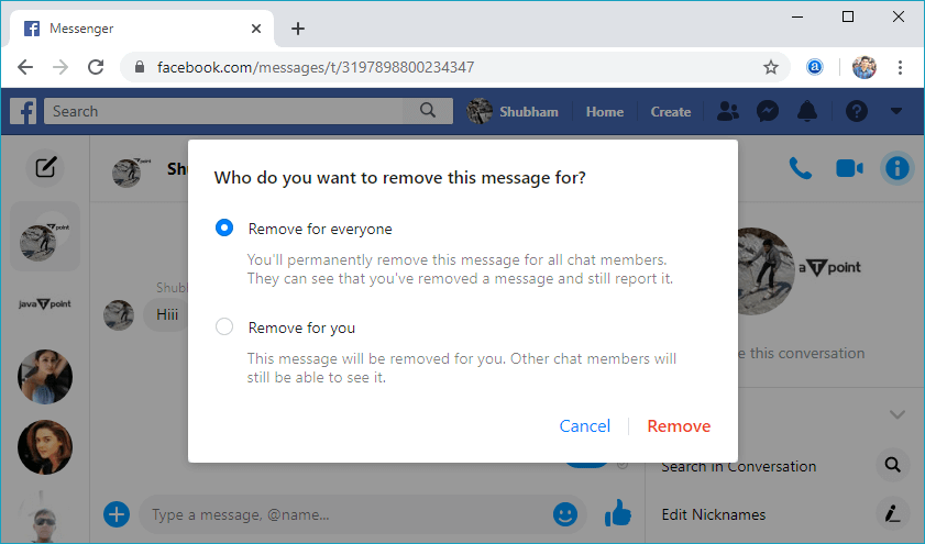 How to delete Facebook messages