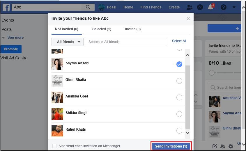 How to invite people to like your Facebook page