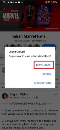 How to leave from a Facebook group