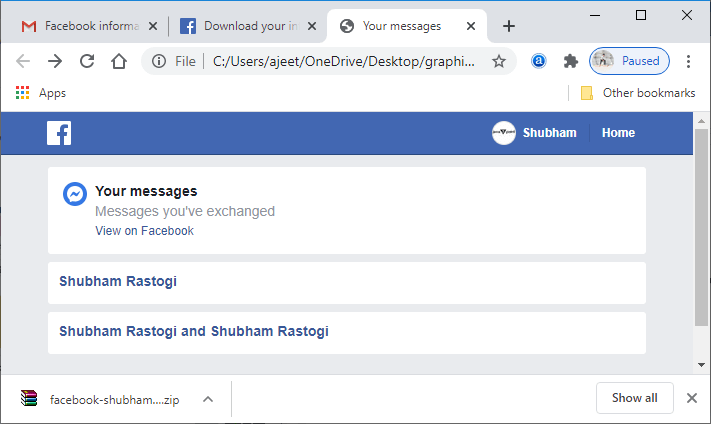 How to recover deleted message on Facebook