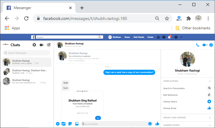 How to recover deleted message on Facebook