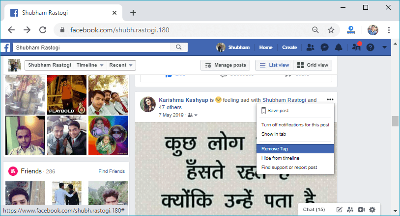 How to remove tag on Facebook