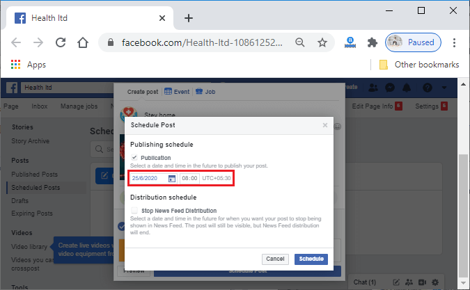 How to schedule a post on Facebook