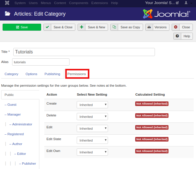 Joomla Category Management
