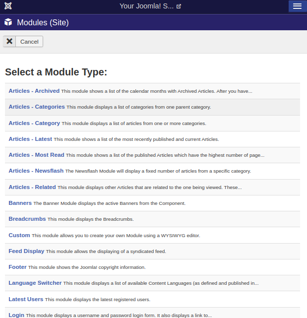Joomla Create Modules