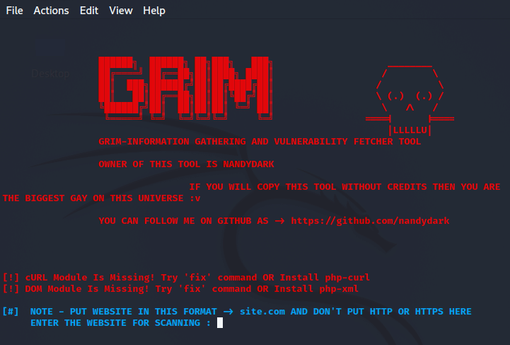 Grim-Information Gathering Tool in Kali Linux