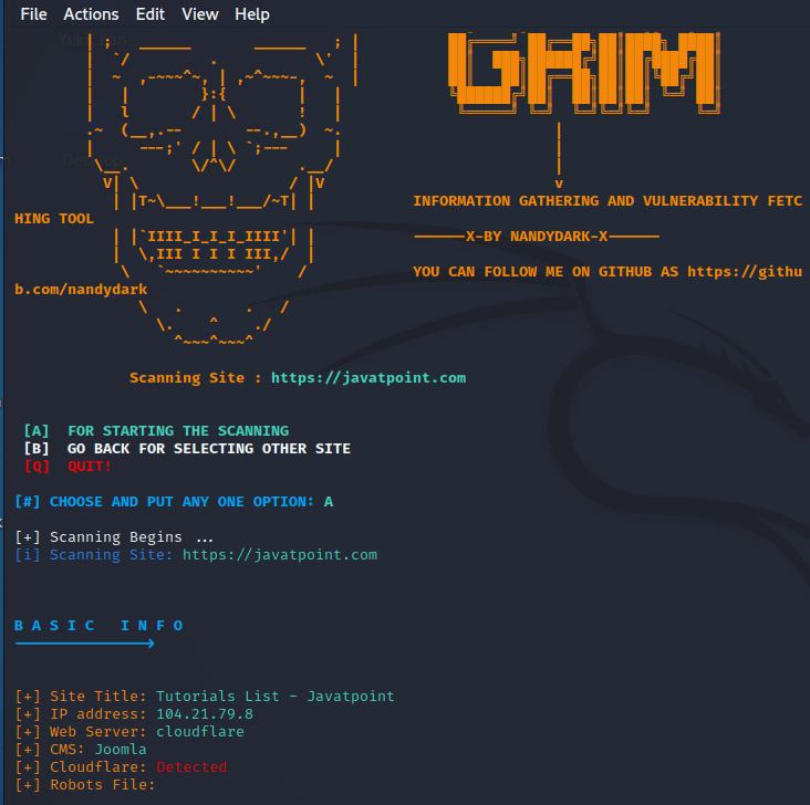 Grim-Information Gathering Tool in Kali Linux
