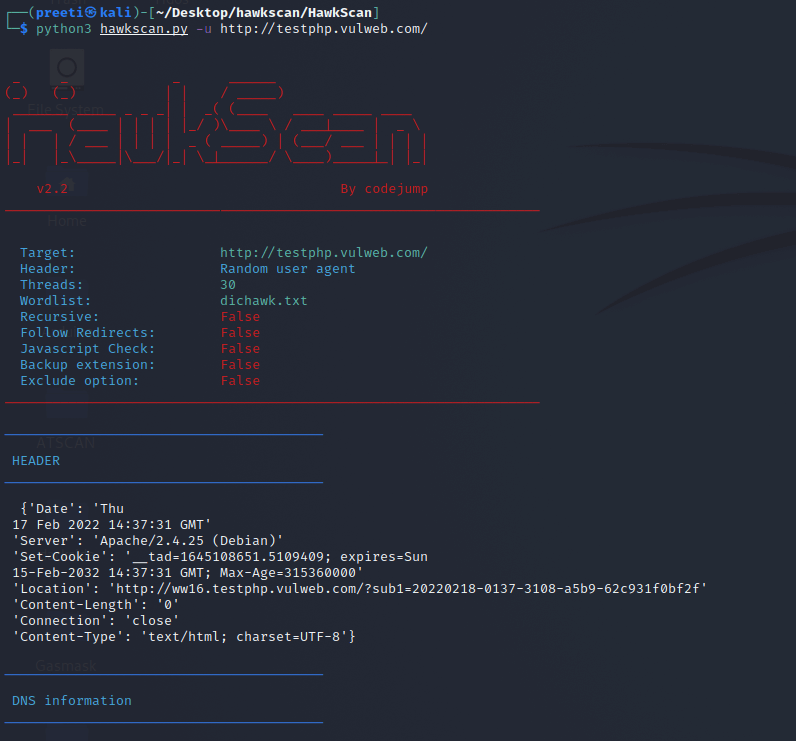 HawkScan-Reconnaissance and Information Gathering Tool in Kali Linux