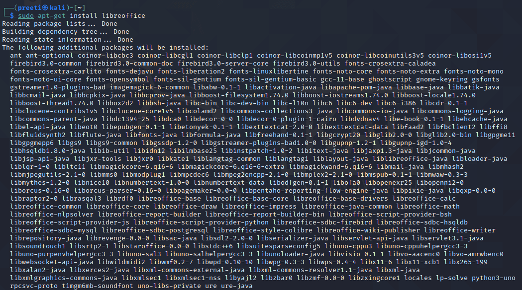 Install LibreOffice In Kali Linux Javatpoint