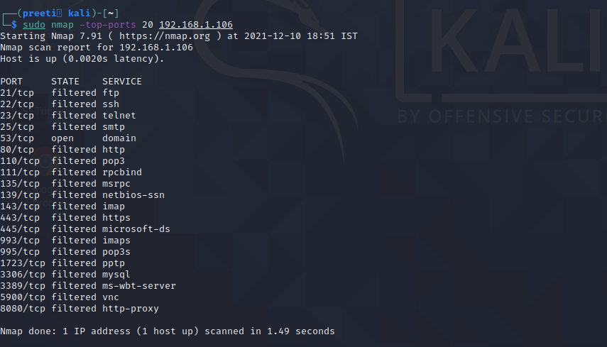 Commandes Nmap dans Kali Linux