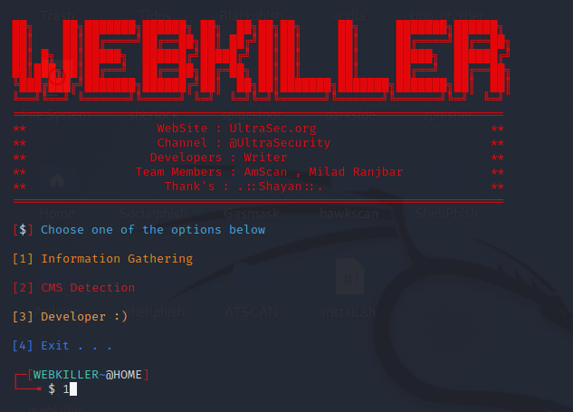 Webkiller Tool in Kali Linux