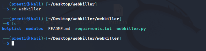 Webkiller Tool in Kali Linux