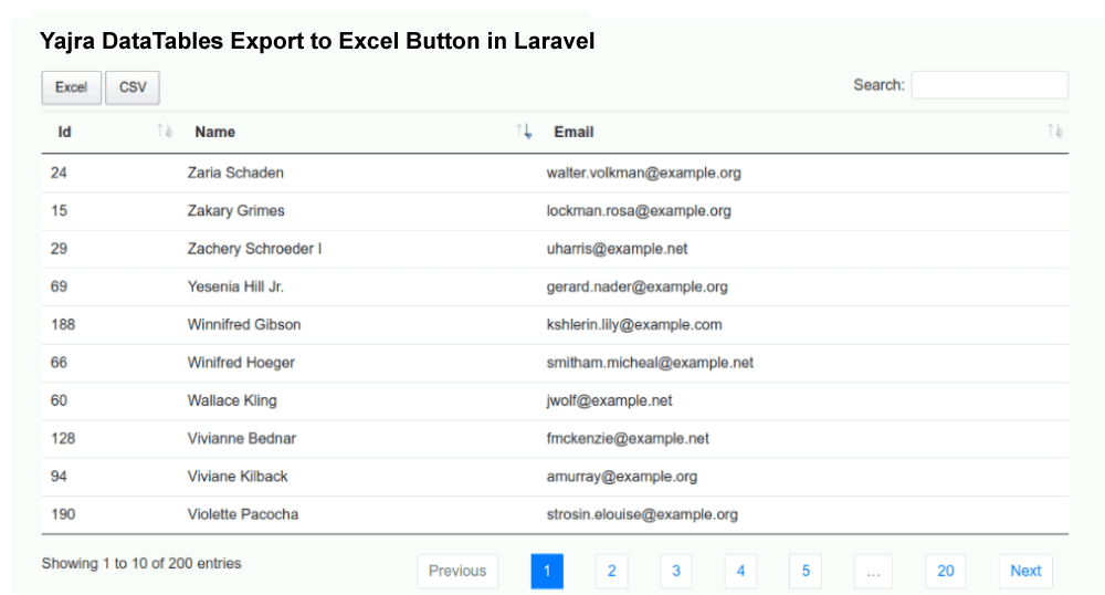 Laravel Yajra Datatables Export to Excel CSV Button