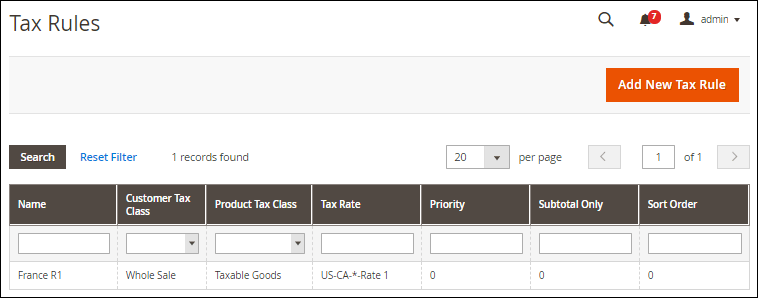 Set up tax rules, tax rates, and tax zones in Magento 2