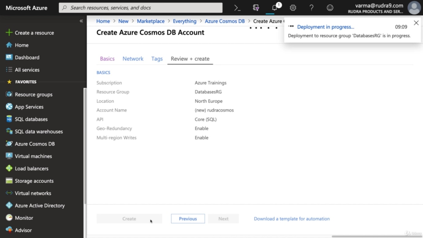 Azure COSMOS Database