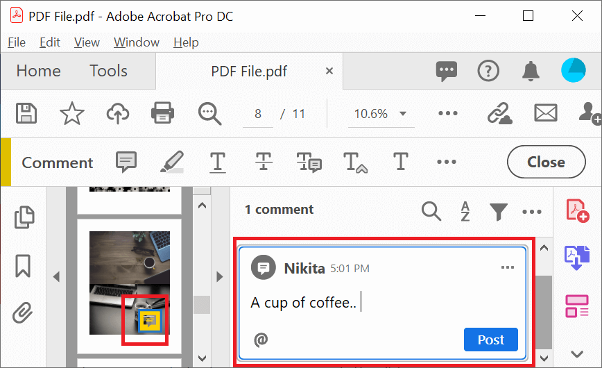 Add Comments in PDF