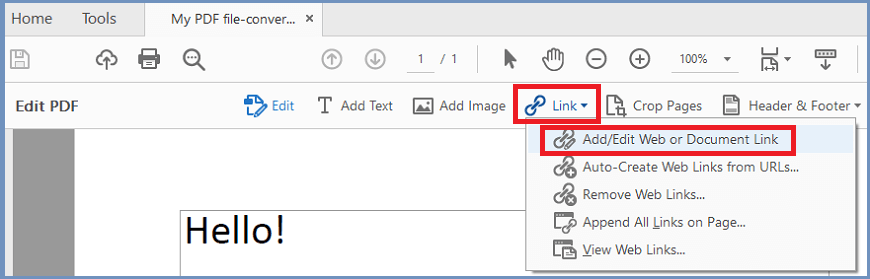 Add Hyperlink in PDF