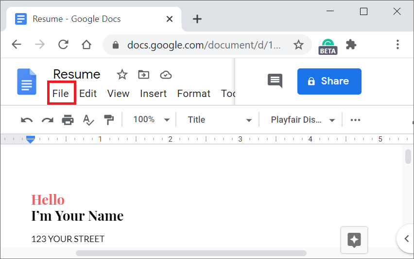 Convert Google Doc into PDF