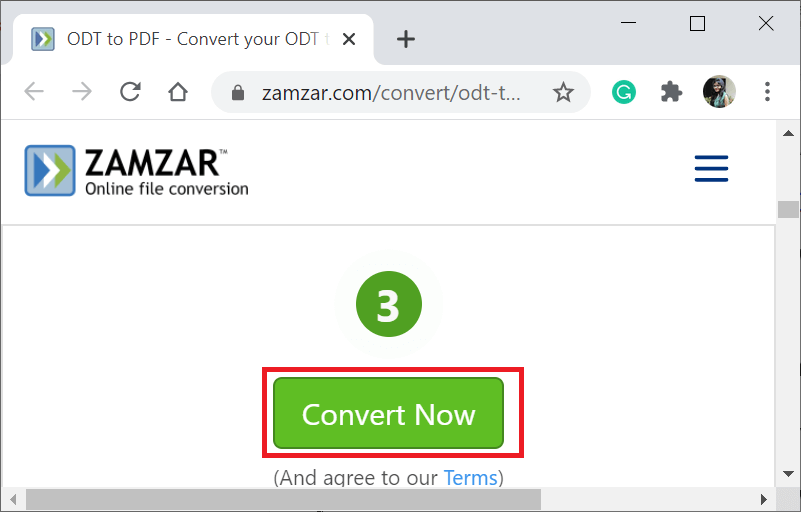 Convert ODT to PDF