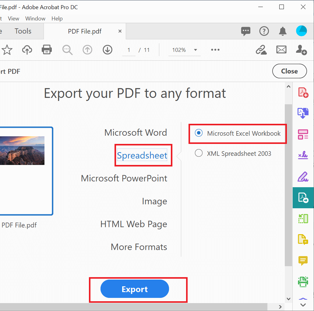 how to copy from pdf to excel exactly in same format