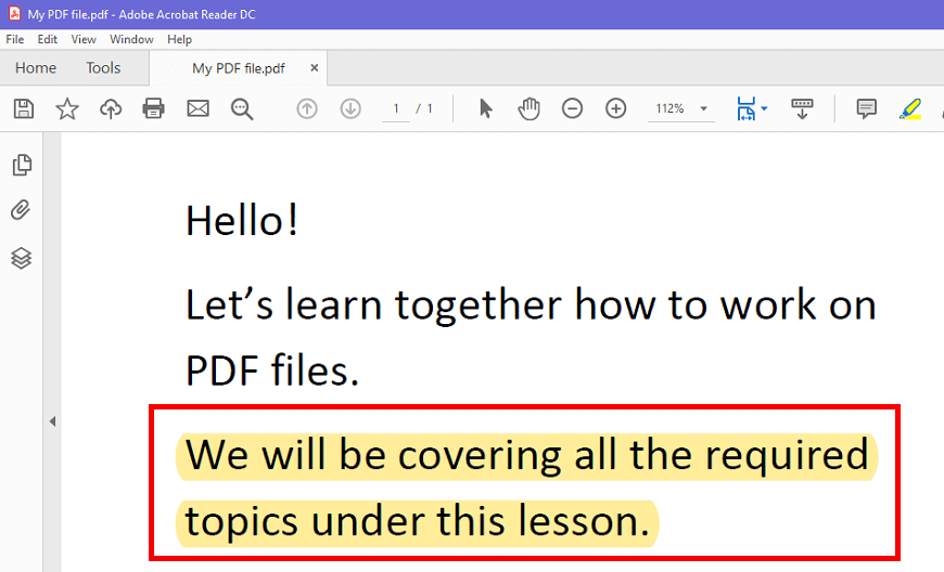 text highlight in pdf