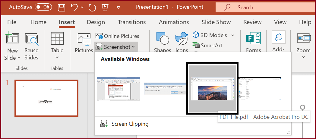 Insert PDF into PowerPoint - Javatpoint