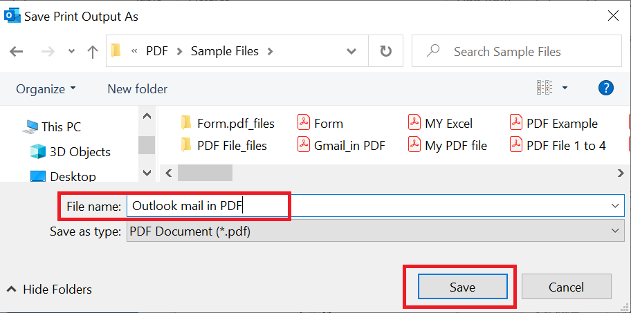 Save Email in PDF