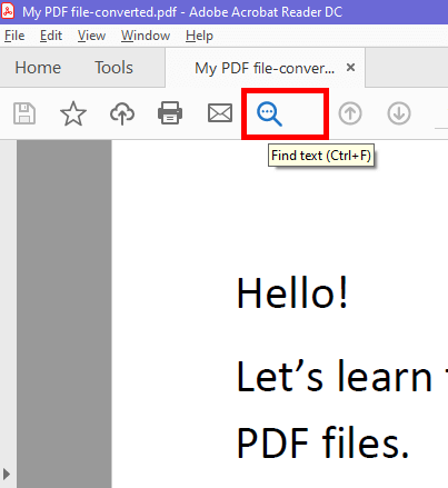 Search for a word in PDF