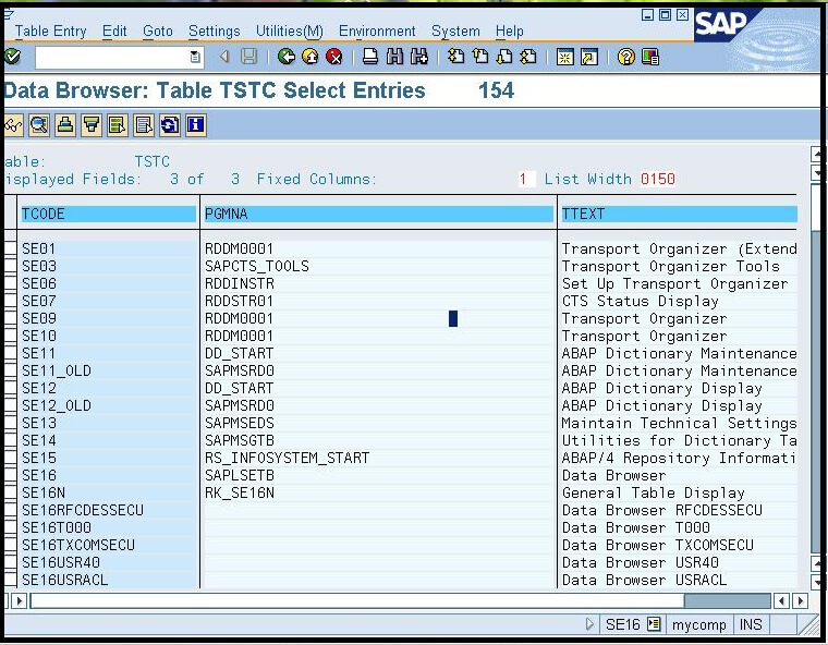 Sap Table That L Ists Z Tcodes Online | blog.websoft9.com