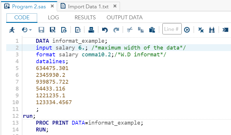 Sas Numeric Data Format Javatpoint
