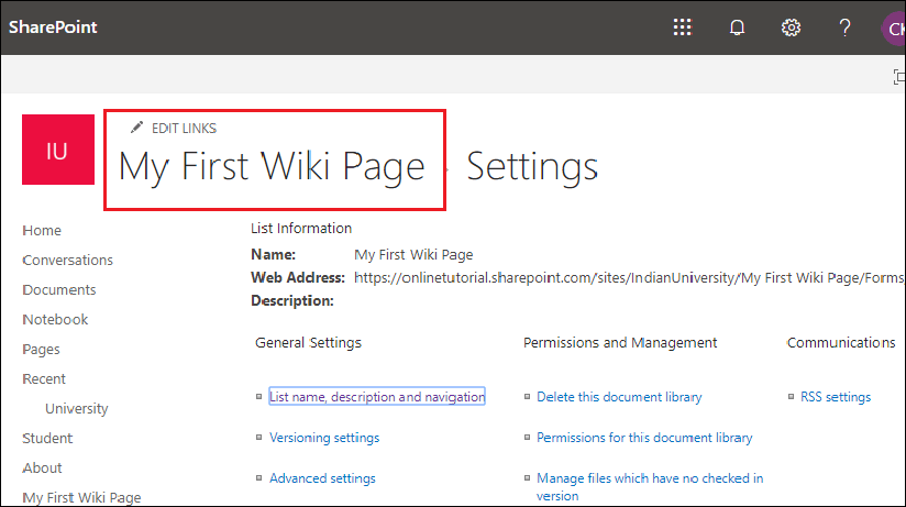 Creating a Wiki page Library in SharePoint