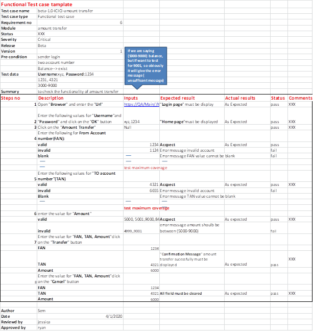 excel test case template