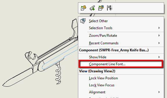 Dotted line command in SolidWorks