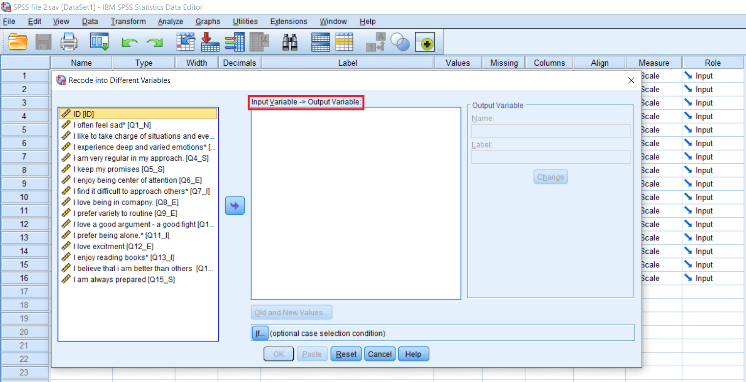 Recode into Different Variable in SPSS