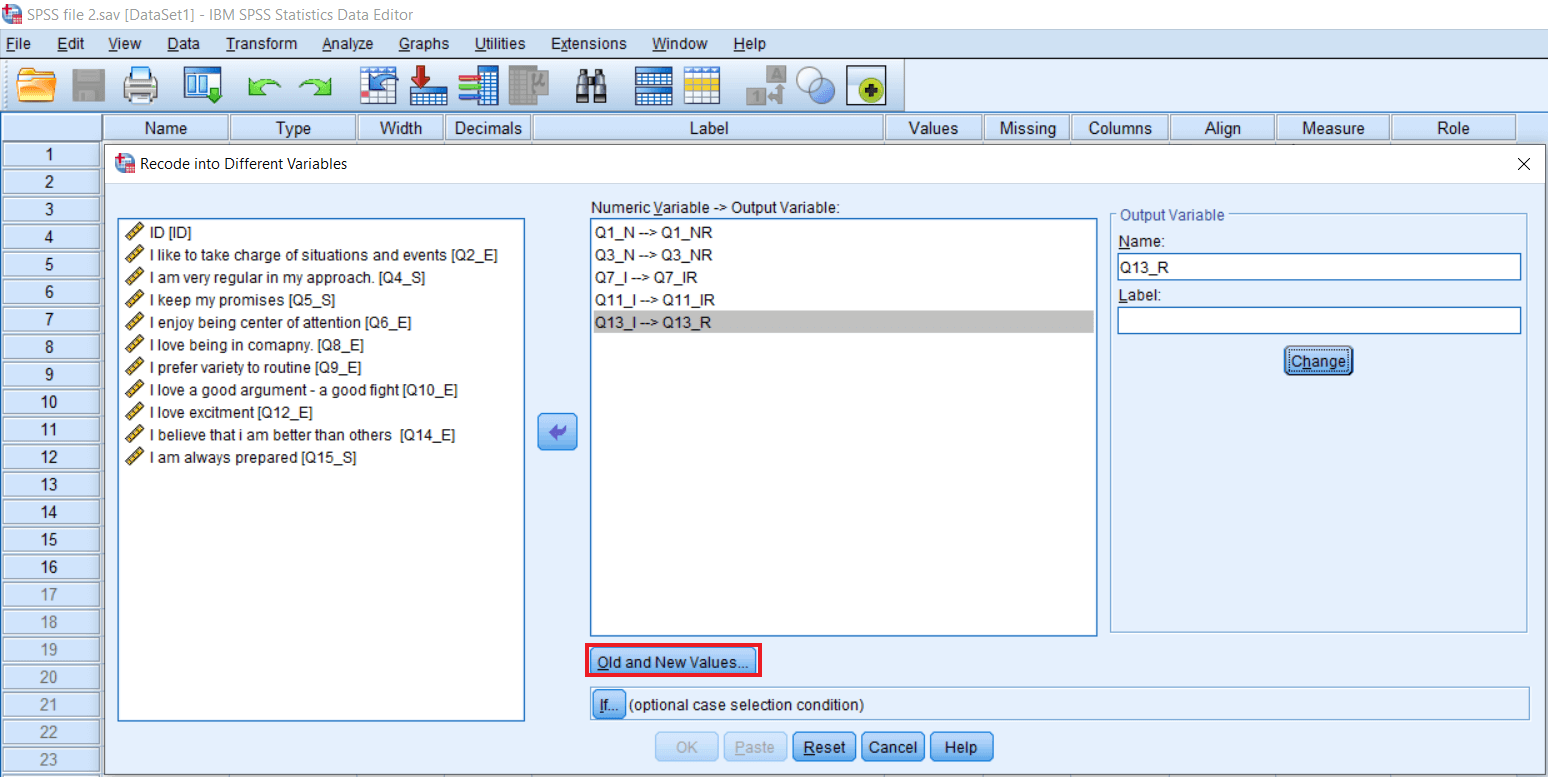 how to recode variables in spss 20