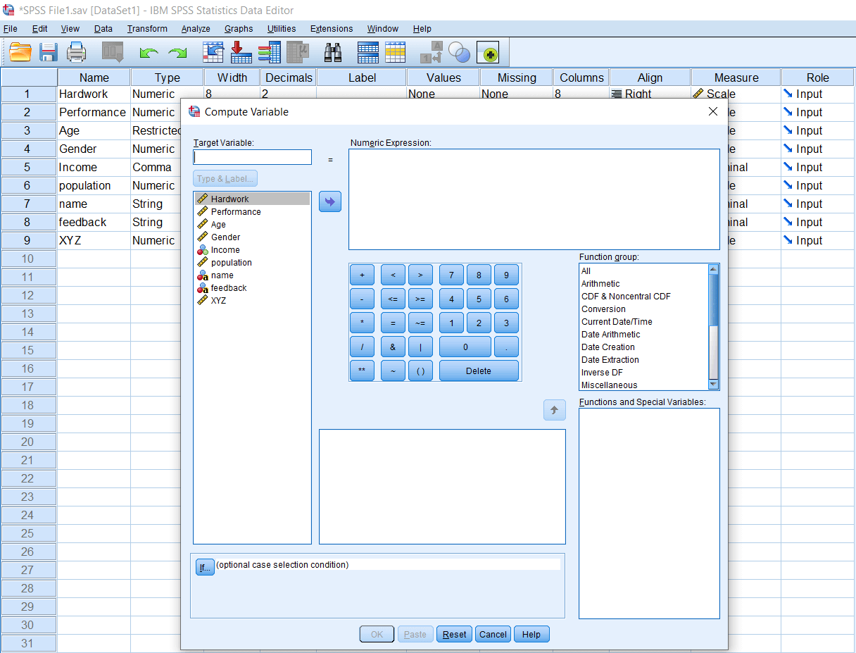 SPSS Compute Variable Function