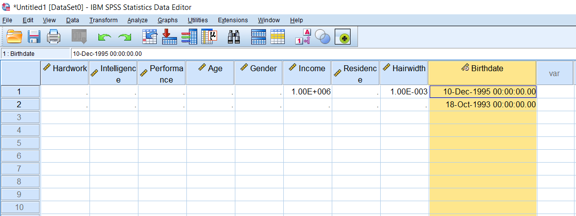 SPSS Date and Timestamps Variable
