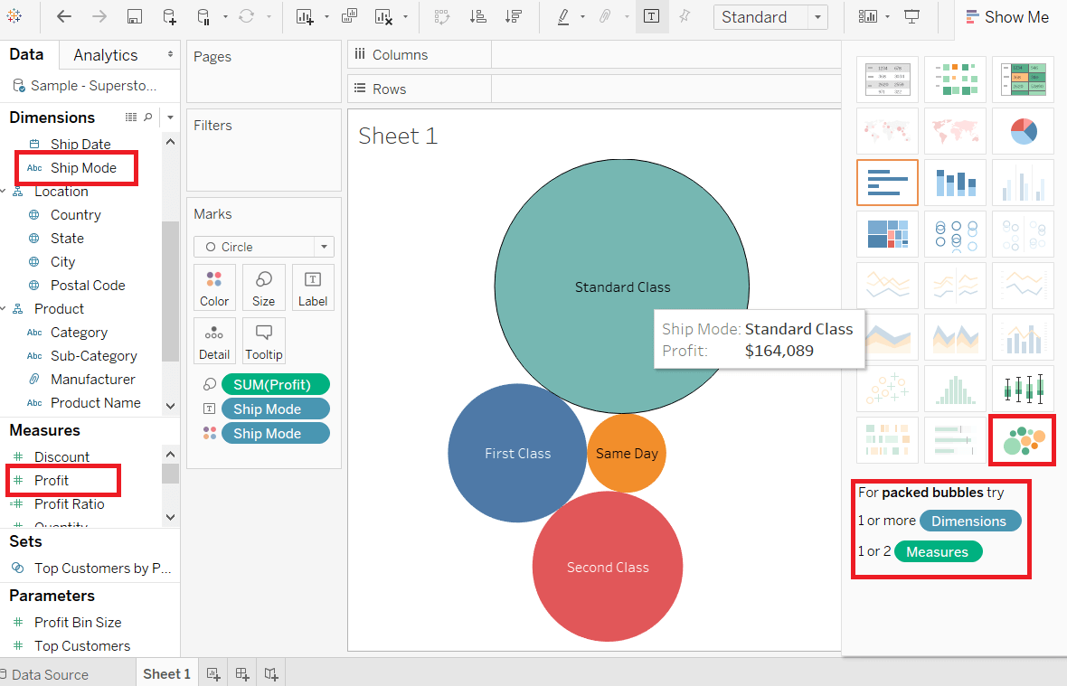 Packed Bubble Chart Tableau