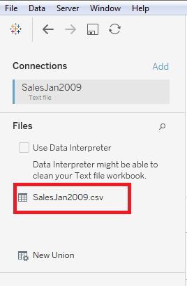 Tableau Data Connection with Text File