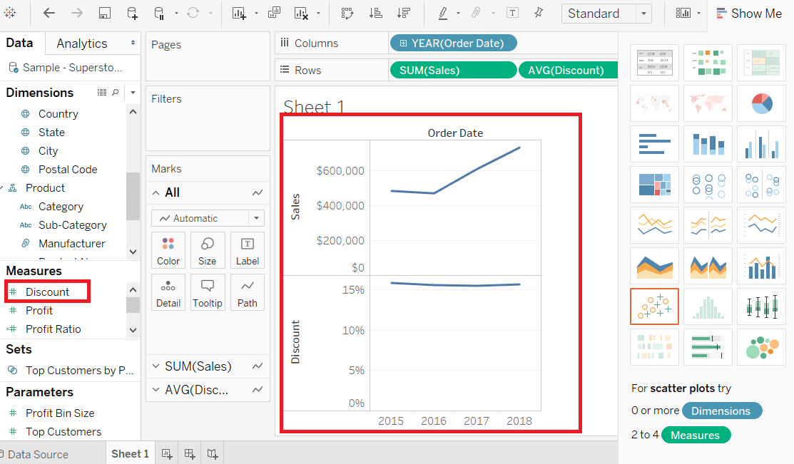 Tableau Multiple Line Chart